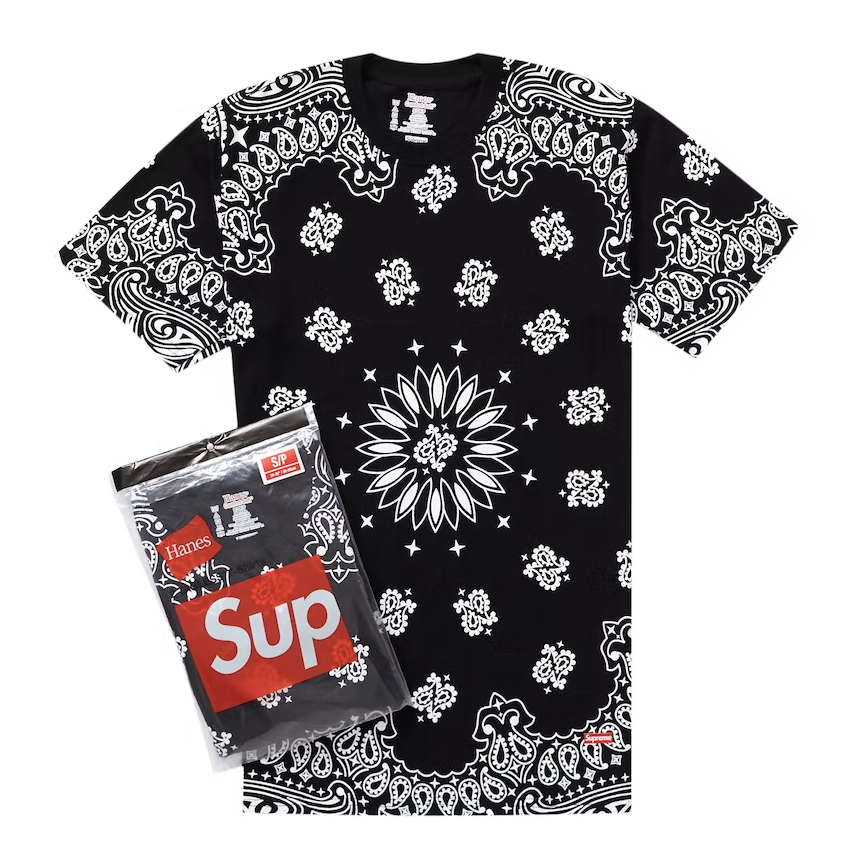 Supreme Hanes Bandana Tagless Tees (2 Pack) Black – THE FIX Supreme Hanes Bandana Tagless Tees (2 Pack) Black – THE FIX