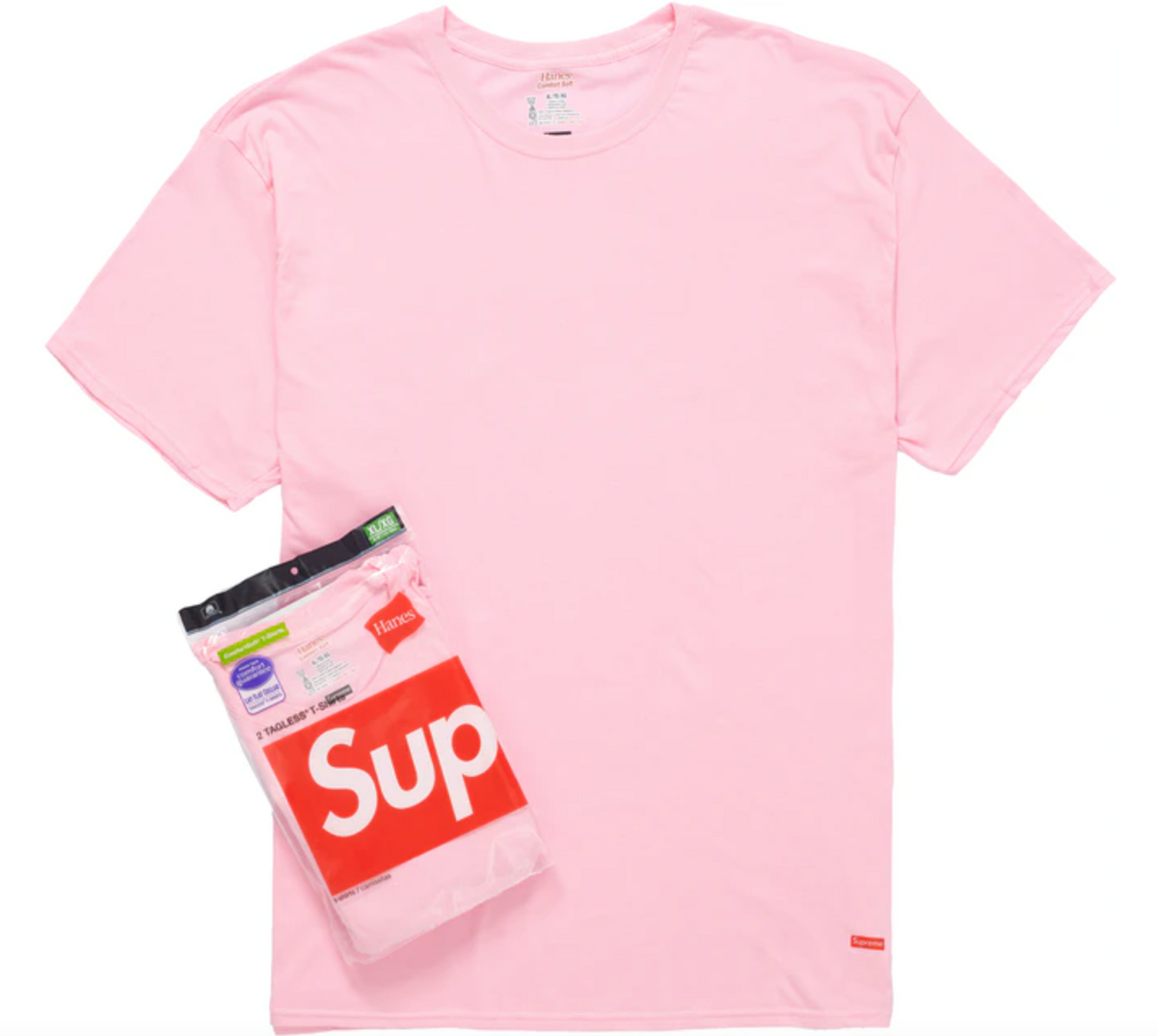 Supreme Hanes Tagless Tees (2 Pack) Pink – THE FIX