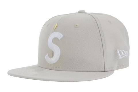 Supreme Gold Cross S Logo New Era Fitted Hat Stone (SS24)