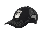 Stussy Low Profile Trucker 8 Ball Snapback Black