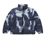 Supreme The North Face Bleached Denim Print Nuptse Jacket Indigo