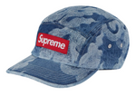 Supreme Flames Jacquard Denim Camp Cap Washed Indigo