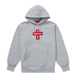 Supreme Cross Box Logo Hooded Sweatshirt Heather Grey (WORN)