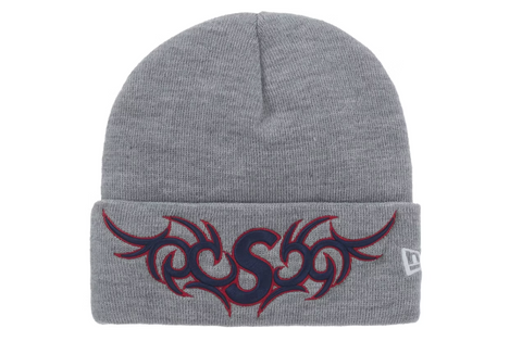 Supreme New Era Tribal S Logo Beanie Heather Grey