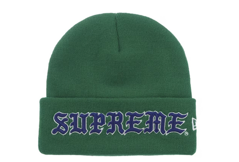 Supreme New Era Old English Beanie Green
