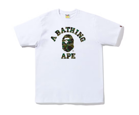 BAPE 1st Camo College Tee (FW22) White & Green