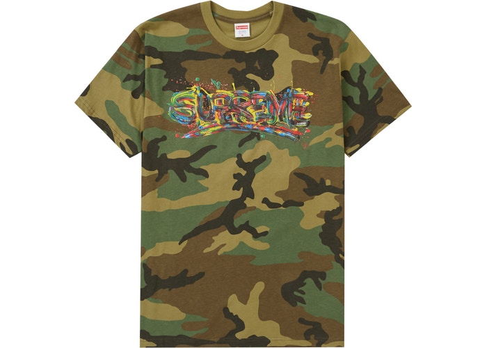 Supreme Paint Logo Tee Woodland Camo – THE FIX